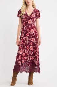 Treasure & Bond Lace Trim Bias Cut Midi Dress
