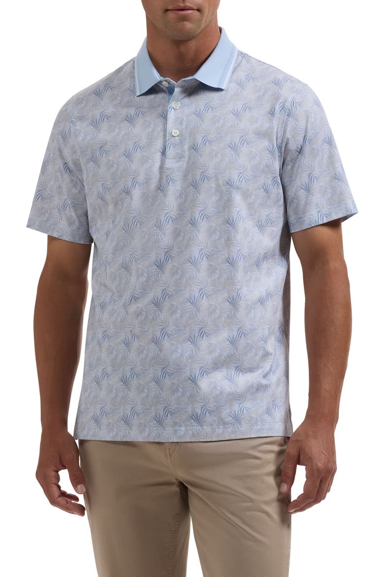 Vidal OoohCotton® Palm Print Polo, Main, color, AIR BLUE