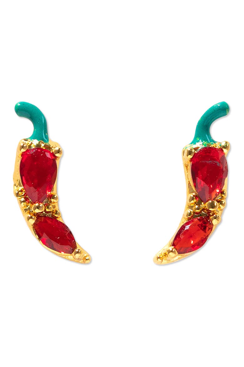 Red Chili Pepper Stud Earrings, Main, color, GOLD
