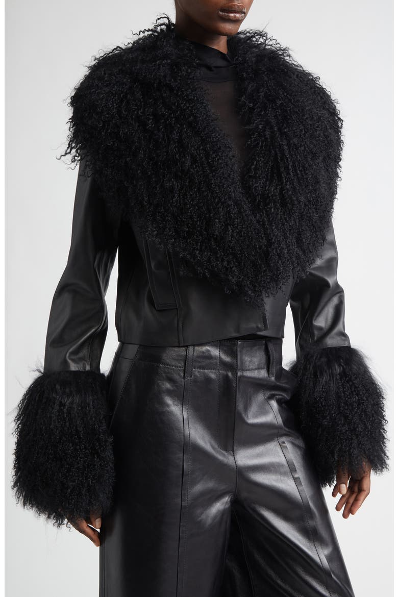 Mim Lambskin & Genuine Shearling Jacket, Alternate, color, BLACK/ BLACK