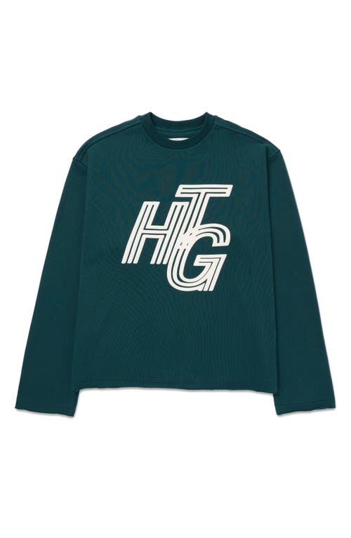 HONOR THE GIFT Cotton Terry Sweatshirt in Green 