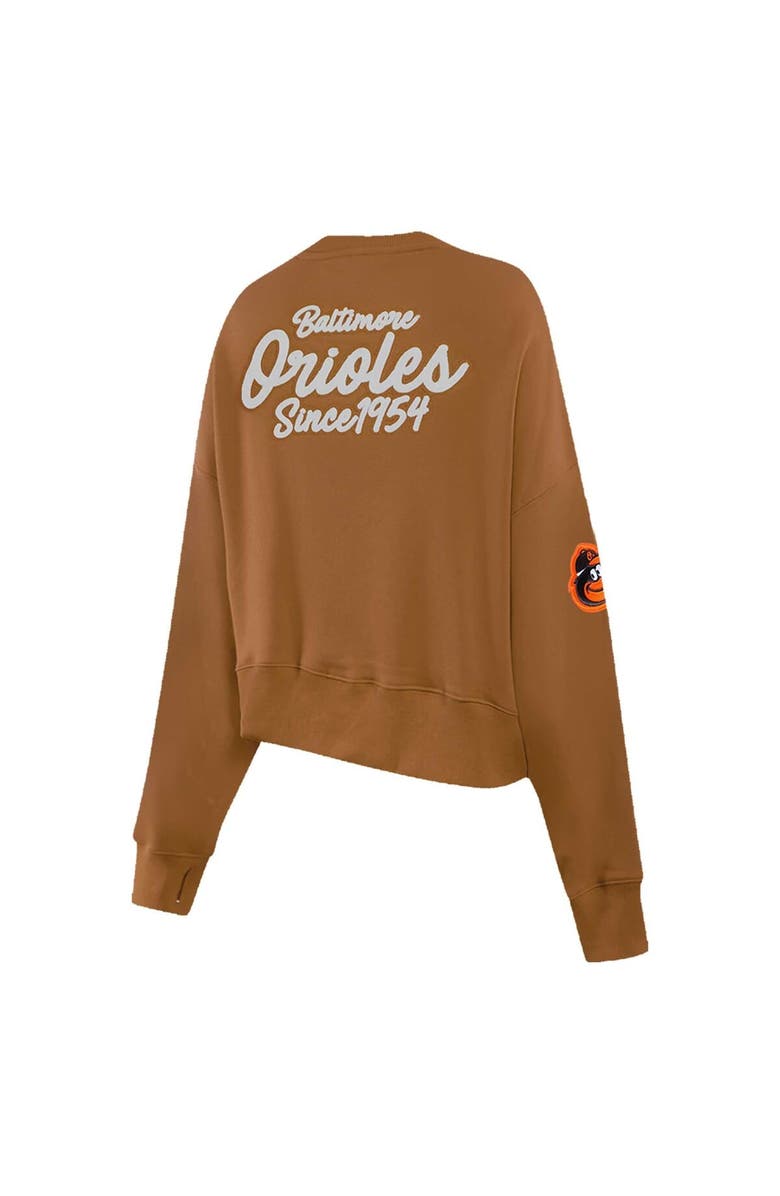 PRO STANDARD Women's Pro Standard Brown Baltimore Orioles Paint The City Pullover Cropped Sweatshirt, Alternate, color, 