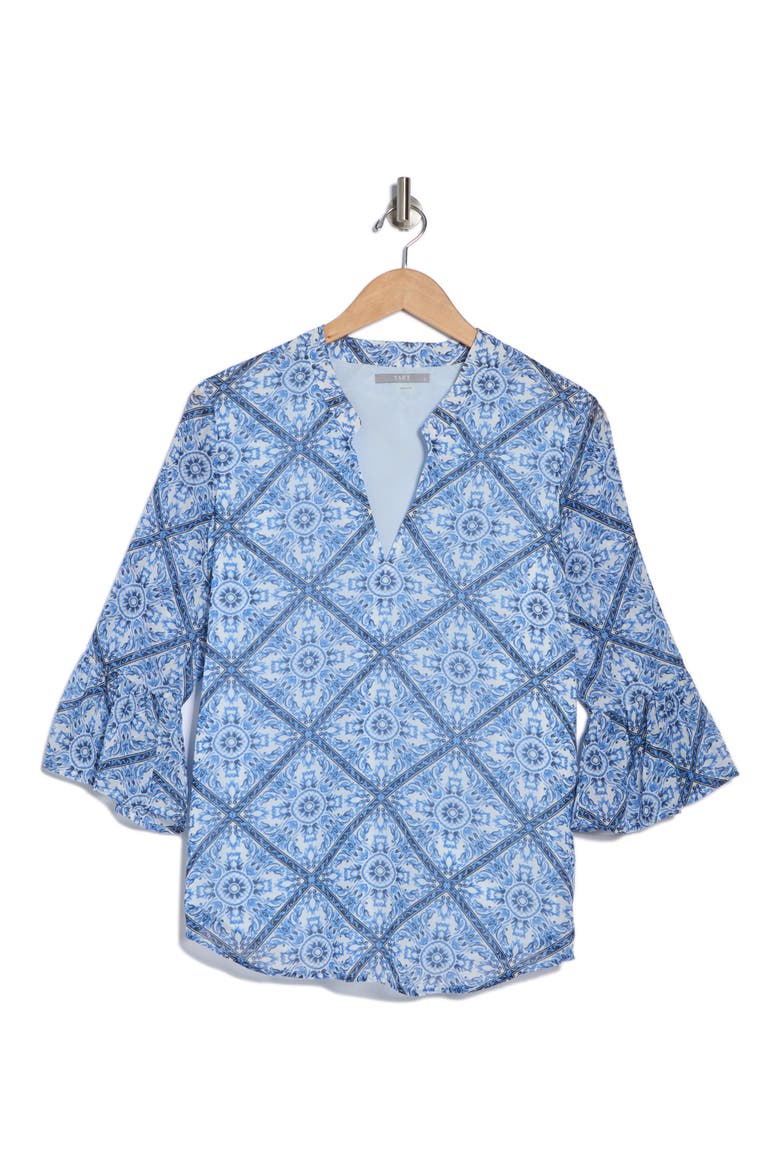 Hadlie Split Neck Top, Alternate, color, PAINTED TILES