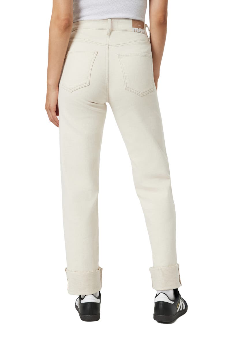 Mavi Jeans Savannah Cuffed High Waist Straight Leg Jeans, Alternate, color, Natural Ecru Denim