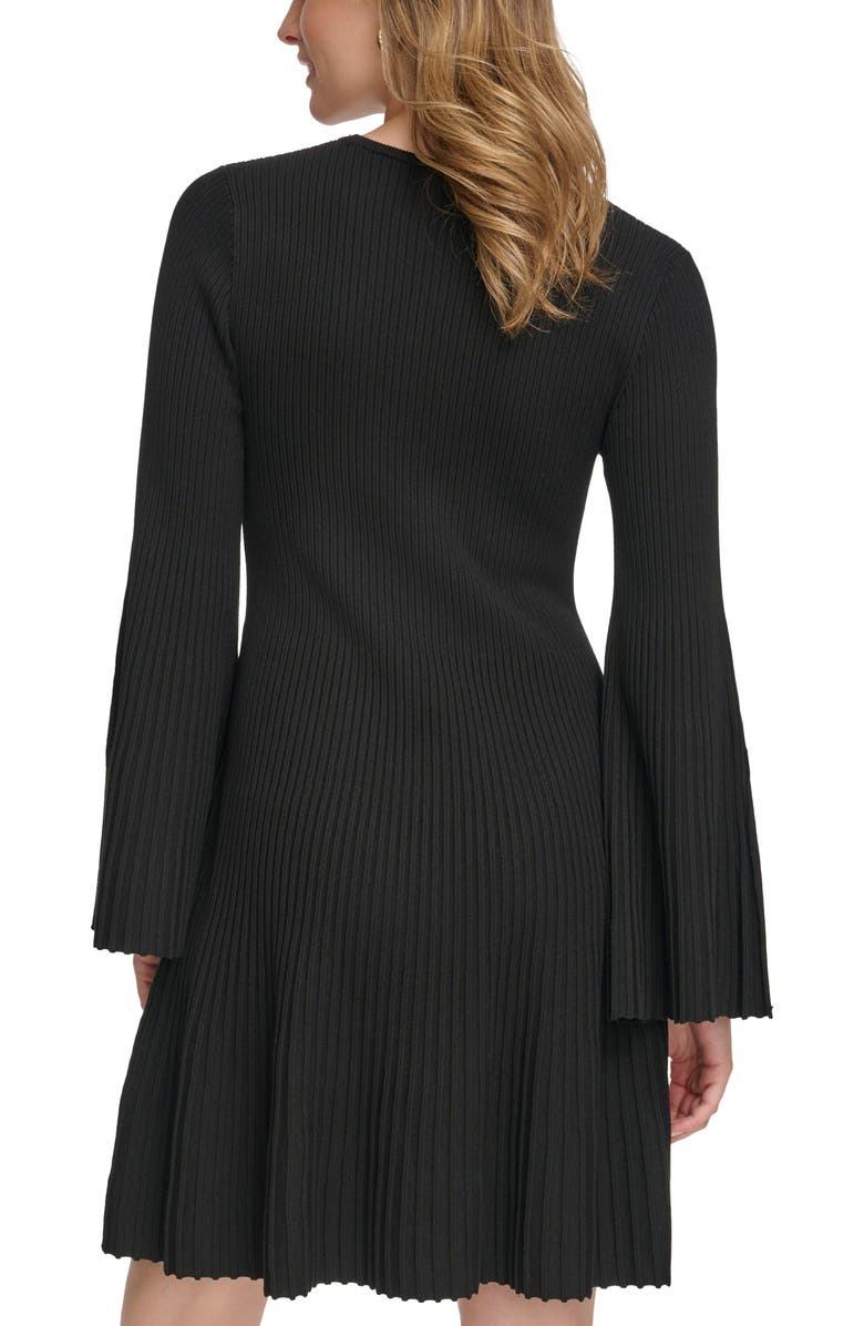 Calvin Klein Ribbed Bell Sleeve Sweater Dress, Alternate, color, 