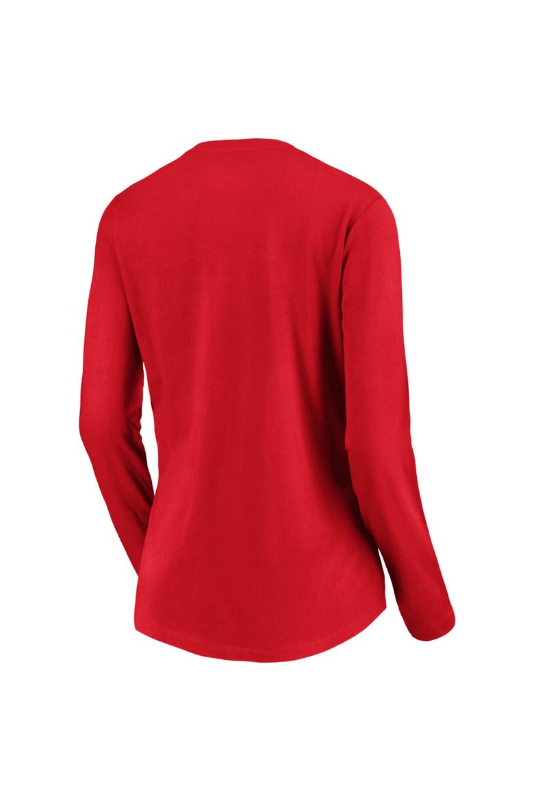 Women's Fanatics Branded Red Washington Nationals Official Logo Long Sleeve V-Neck T-Shirt, Alternate, color, Red