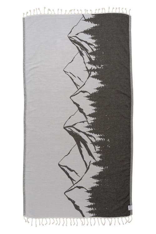 InfuseZen Mountain 100% Cotton Reversible Turkish Towel in Black 