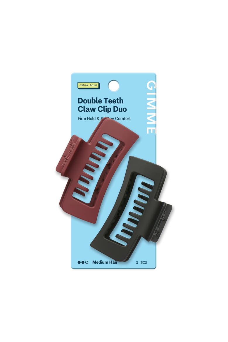 Rectangle Double Teeth Claw Clip, Main, color, Brown