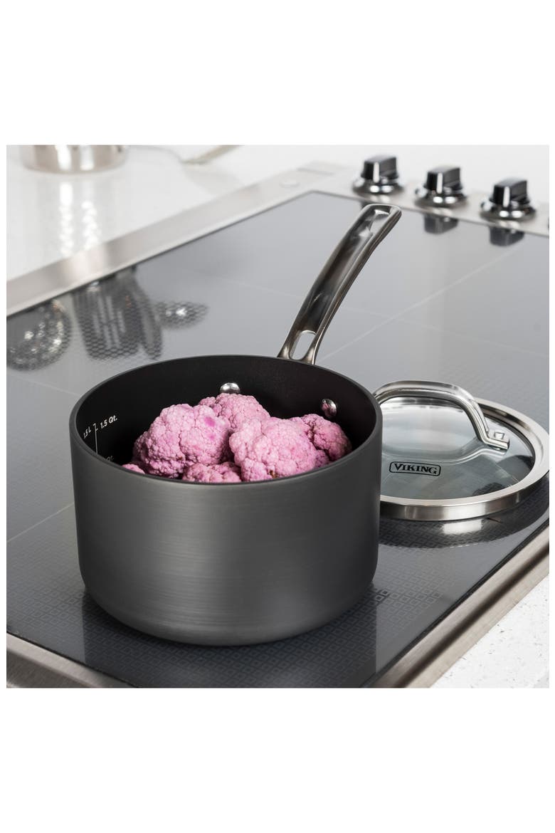 1-Quart Hard Anodized Nonstick Saucier Pan with Lid, Alternate, color, DARK GREY