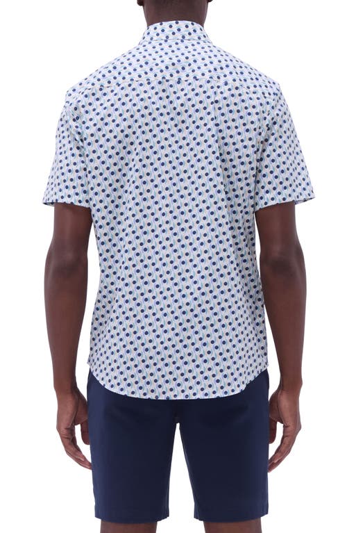 Bugatchi Orson Dot Print Short Sleeve Stretch Cotton Button-up Shirt In Mint