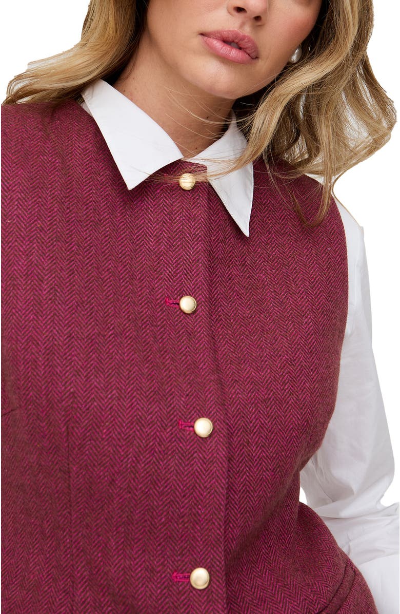 Lily and Lionel London Pandora Tailored Herringbone Print Waistcoat, Alternate, color, Pink