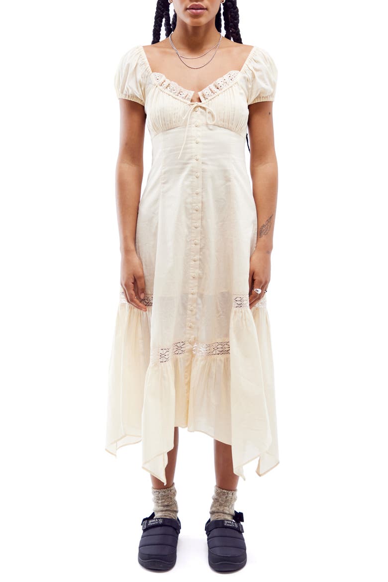 urban outfitters cotton dress BDG Carmen Bohemia Midi (Women) Boho Lace Mermaid Wedding jewl Milkmaid dress Color:Sultry Floral