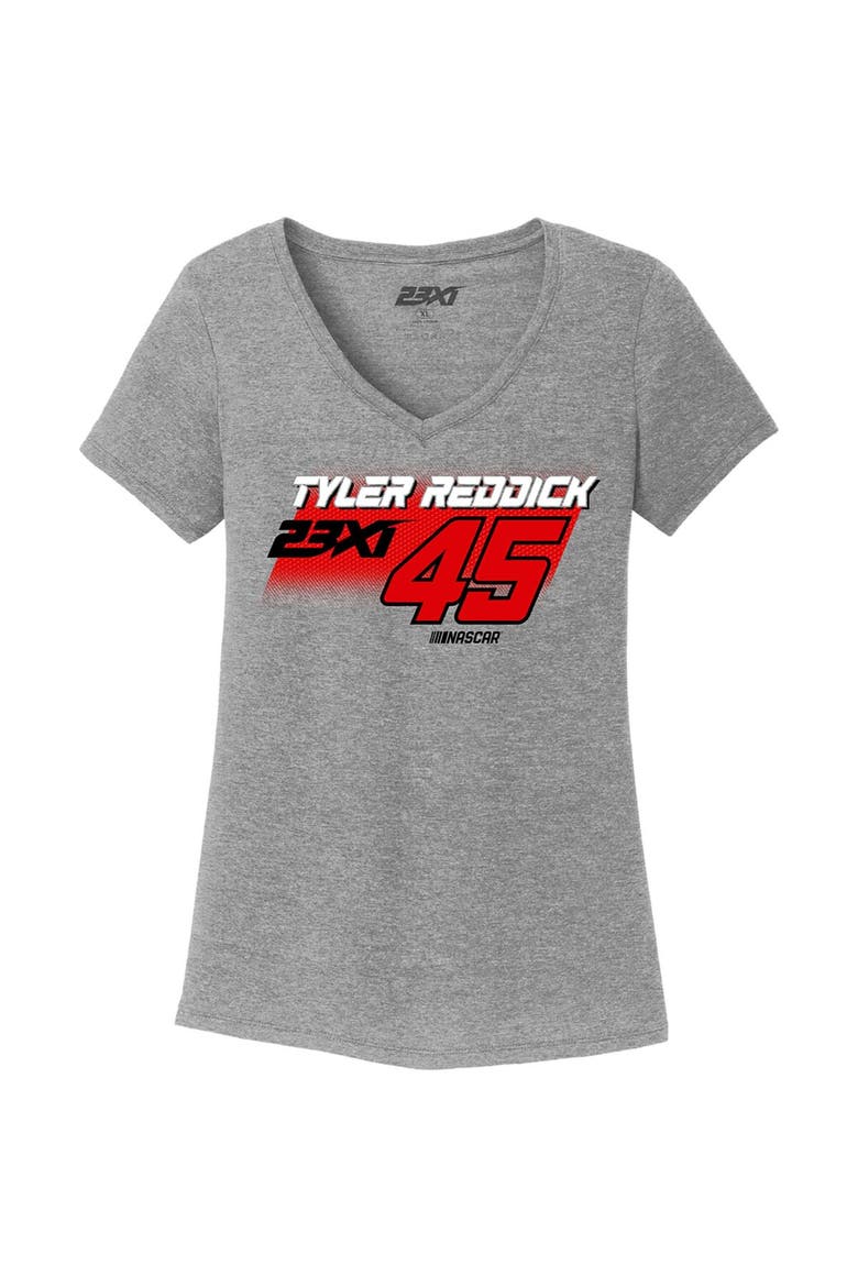 Women's 23XI Racing  Gray Tyler Reddick Tri-Blend V-Neck T-Shirt, Alternate, color, Gray
