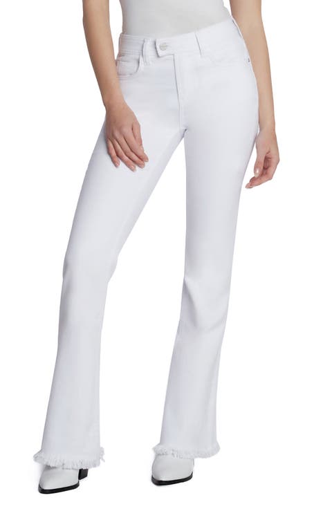 Super Fringe High Waist Flare Jeans (Pure White)