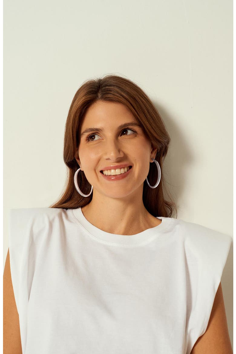 Orbit Hoop Earrings, Alternate, color, Silver