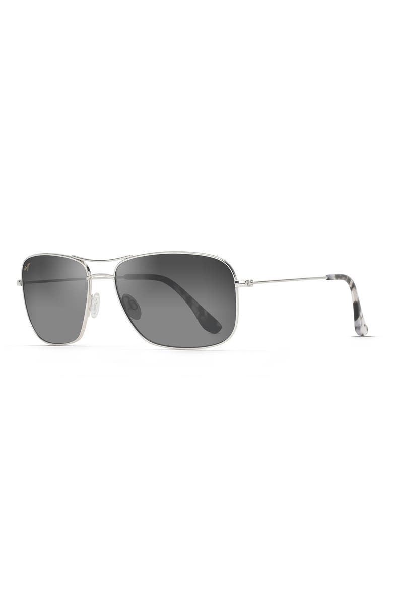 Maui Jim Wiki Wiki 59mm Polarized Aviator Sunglasses, Alternate, color, Silver/ Neutral Grey