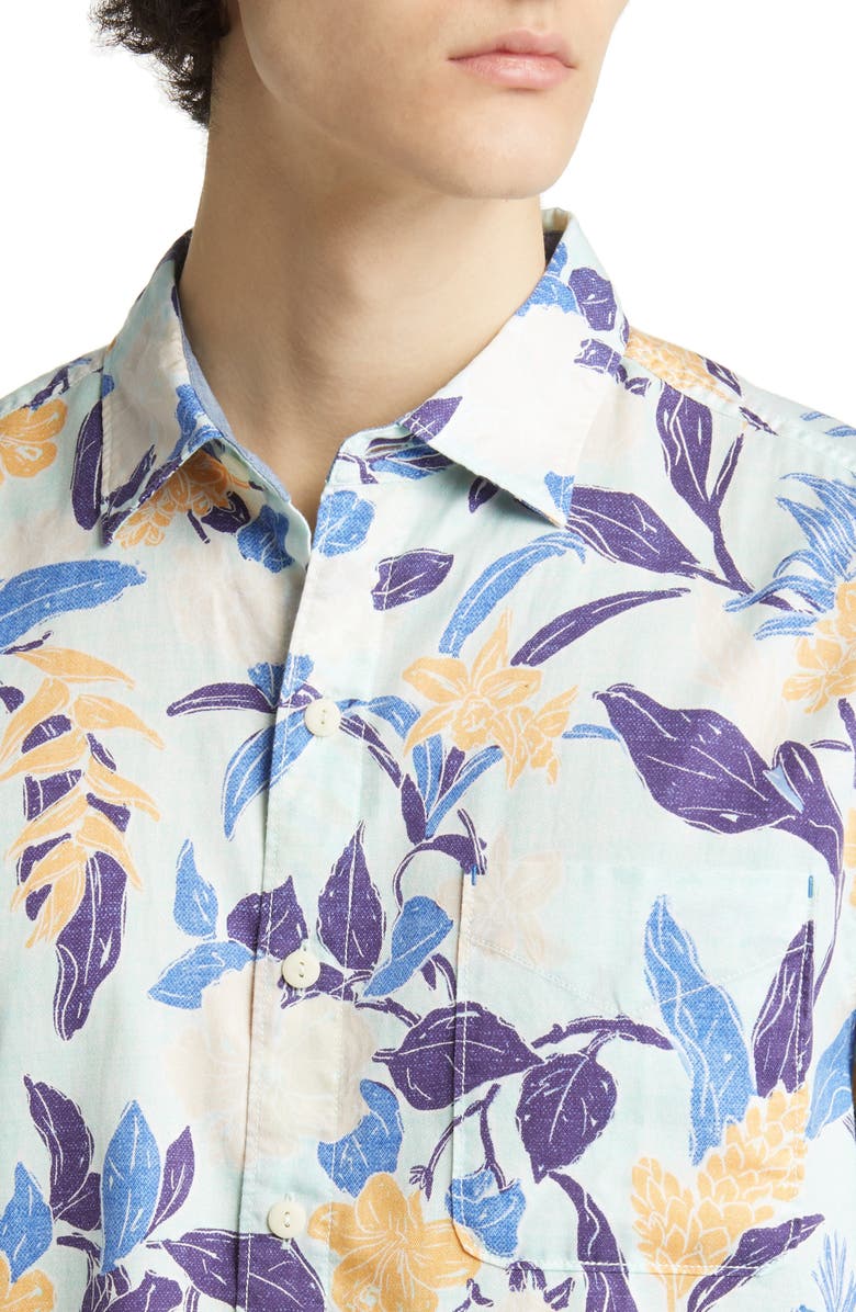 Tommy Bahama Tortola Aqua Isles Floral Short Sleeve Button-Up Shirt, Alternate, color, 