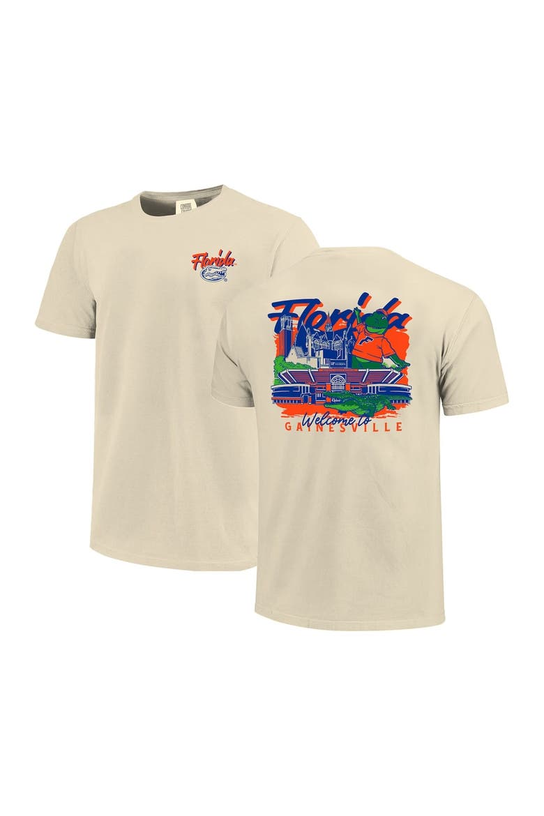 Men's Image One  Natural Florida Gators Comfort Colors Hand-Drawn Campus Stack T-Shirt, Main, color, Natural