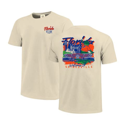 Men's Image One  Natural Florida Gators Comfort Colors Hand-Drawn Campus Stack T-Shirt