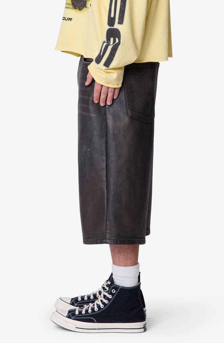 mnml Ultra Baggy Washed Faux Leather Shorts, Alternate, color,