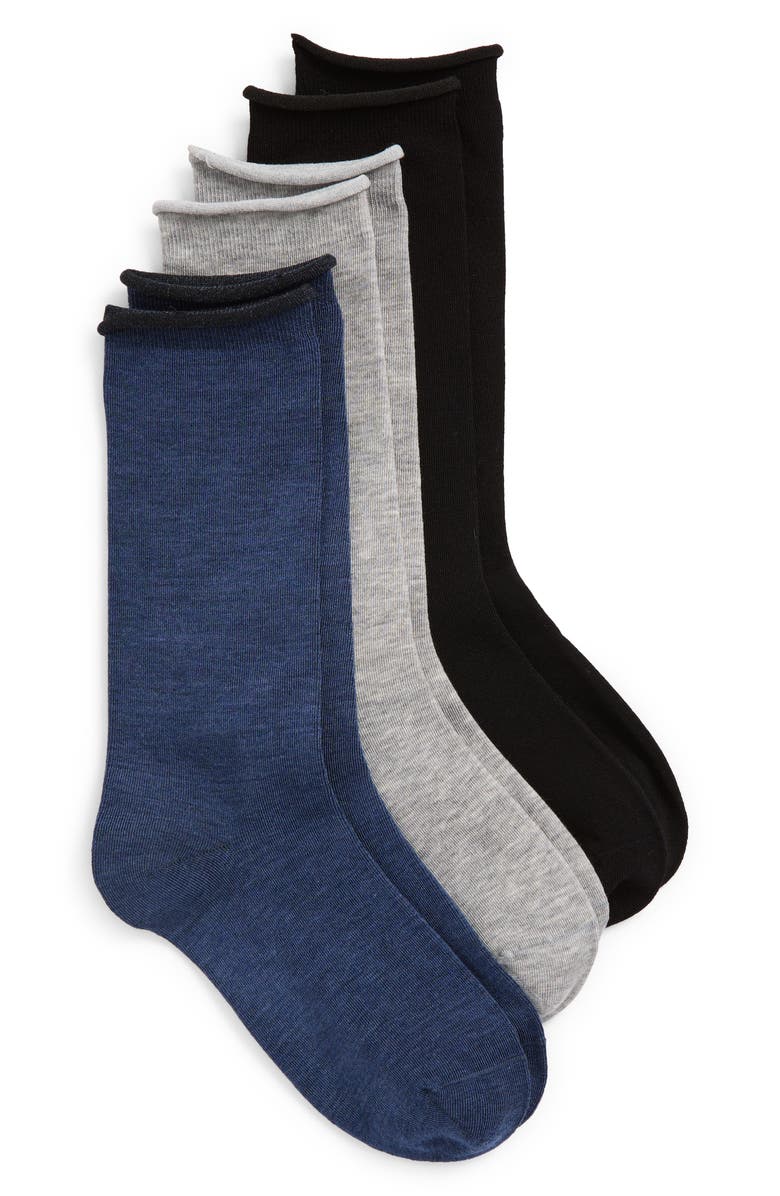 Nordstrom Assorted 3-Pack Socks, Main, color, Grey- Navy- Black