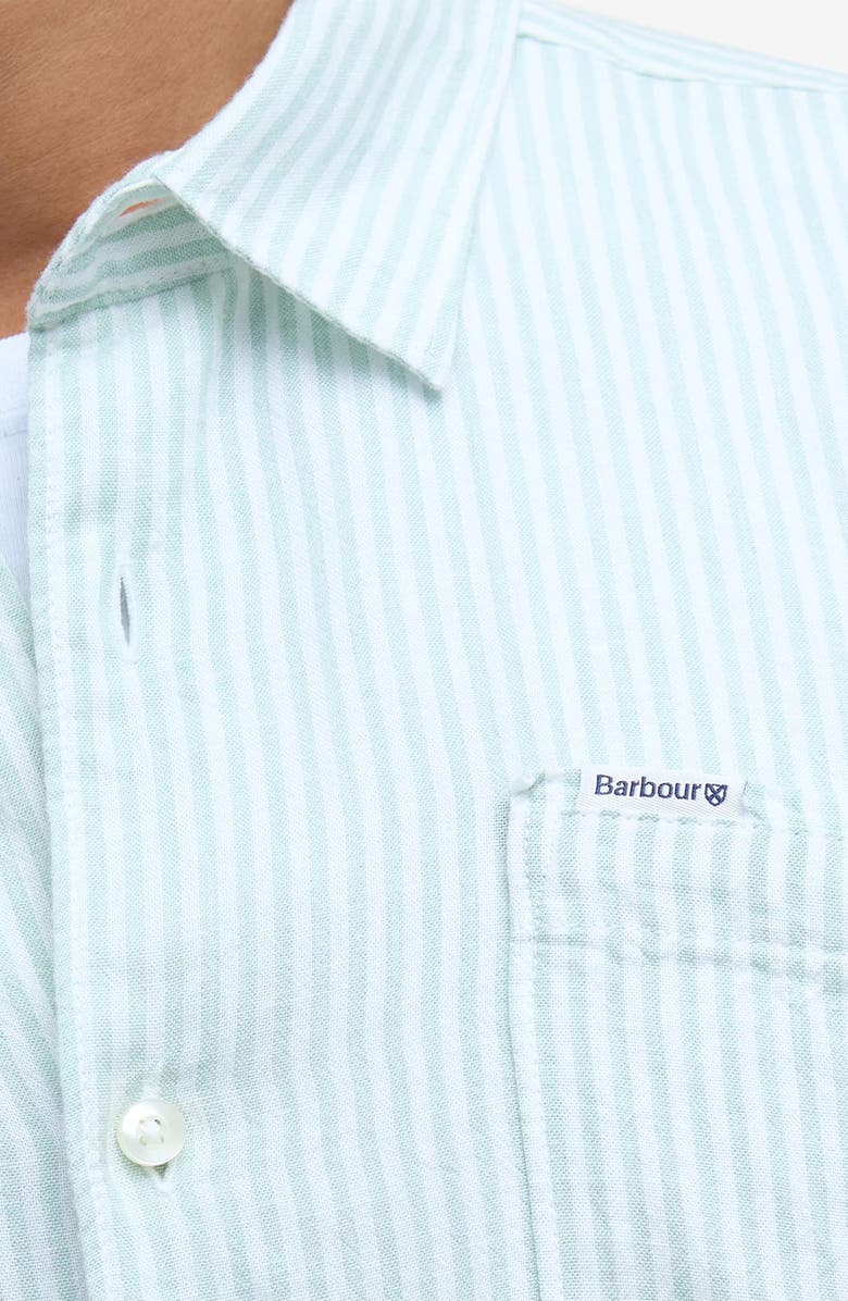Barbour Deerpark Stripe Summer Fit Short Sleeve Button-Up Shirt, Alternate, color, Pale Apple