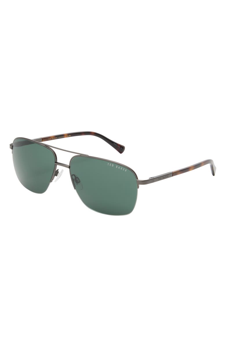Ted Baker London 60mm Polarized Navigator Sunglasses, Alternate, color, Dark Gunmetal