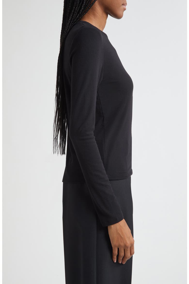 Luxe Long Sleeve Crewneck Top, Alternate, color, BLACK