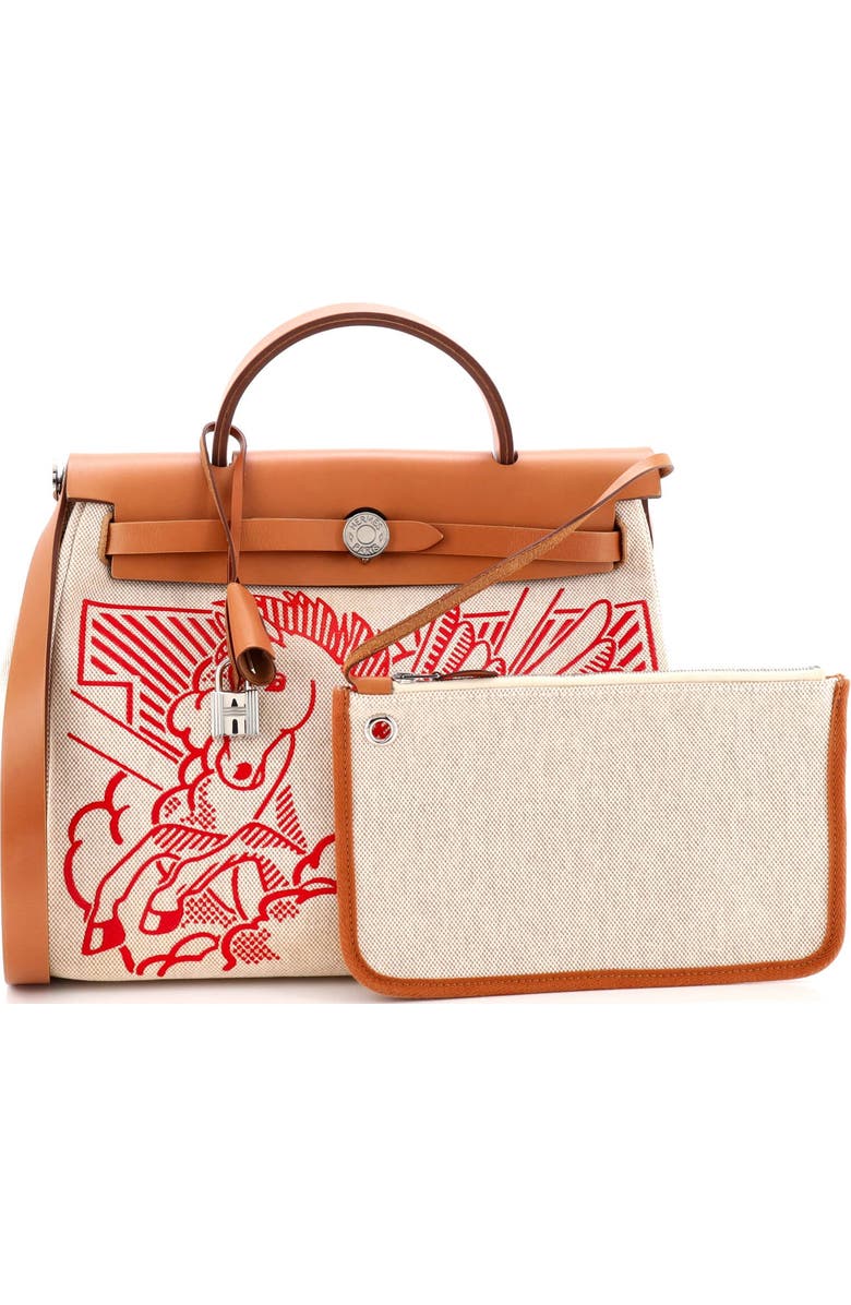 Pre-Owned Hermes Herbag Zip Pegase Pop Toile and Leather 31, Alternate, color, Gold