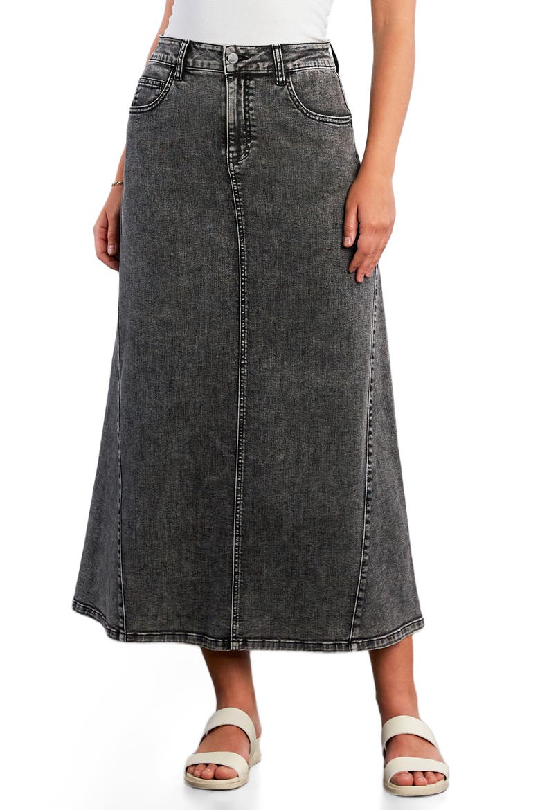 Denim Maxi Skirt, Main, color, BLACK DIAMOND