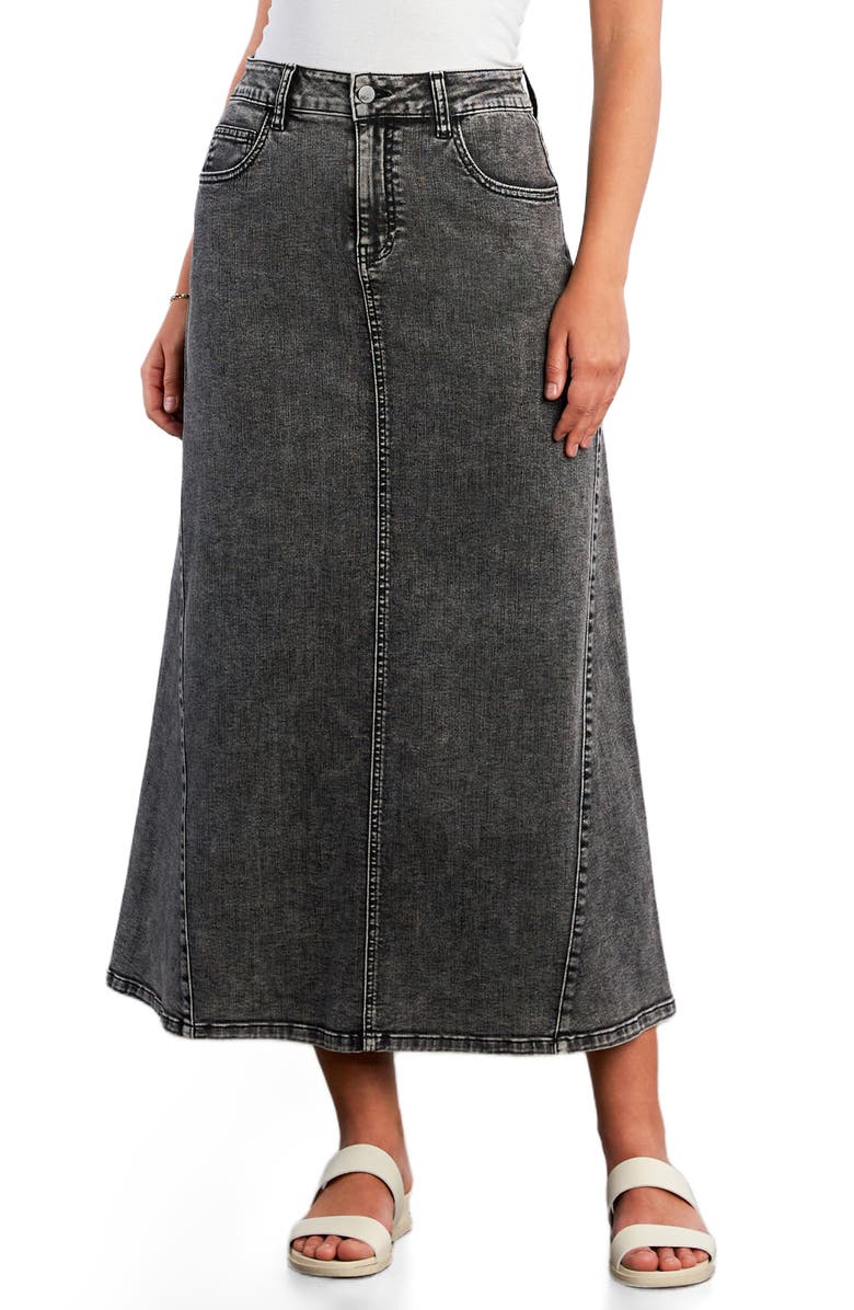 Wash Lab Denim Denim Maxi Skirt, Main, color, Black Diamond