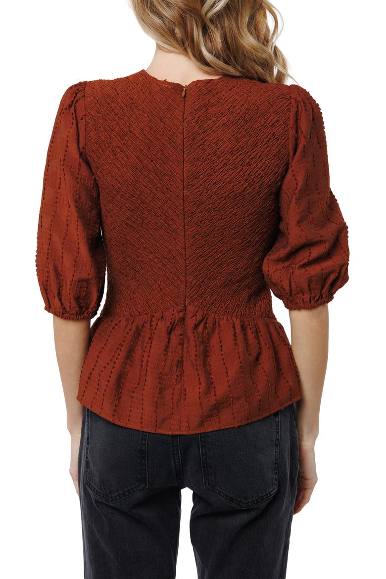Esra Peplum Top, Alternate, color, BROWN