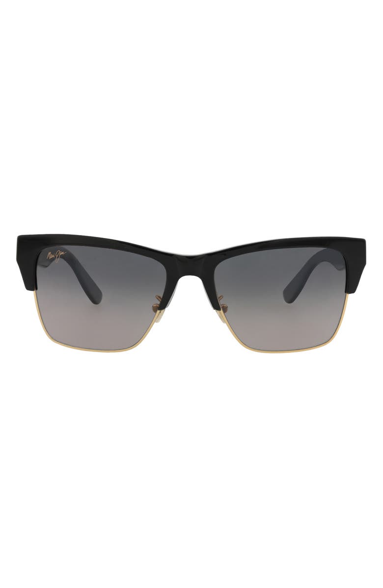 Maui Jim 56mm Half Rim Sunglasses, Main, color, Black Black Grey