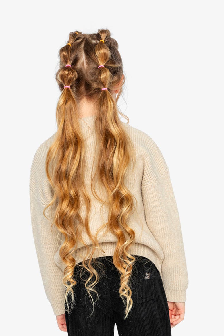 Ribbed Knit Statement Bow Crew Neck Sweater, Alternate, color, Beige