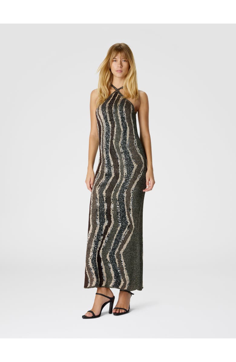 Missoni Long Dress With Wave Pattern, Alternate, color, Brown