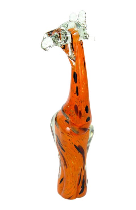 Hand Blown Orange Glass Giraffe - Medium
