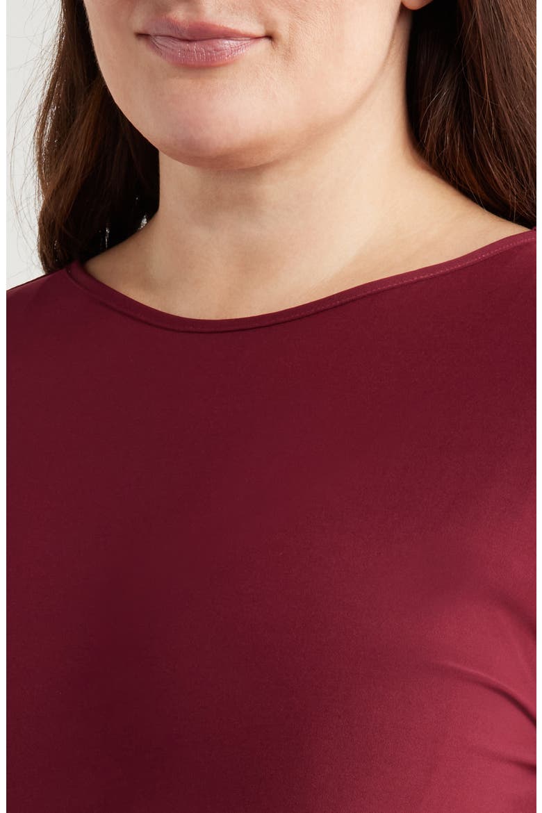 Wrap Skirt Long Sleeve Jersey Dress, Alternate, color, BURGUNDY