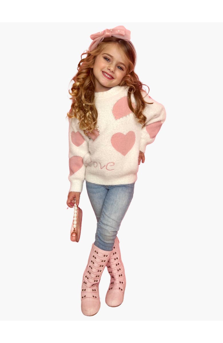 Mia Belle Girls Made To Love You Pearl Knit Sweater, Main, color, 