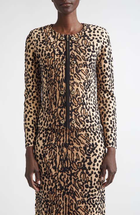 Leopard Jacquard Knit Jacket