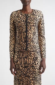 ST. JOHN Leopard Jacquard Knit Jacket