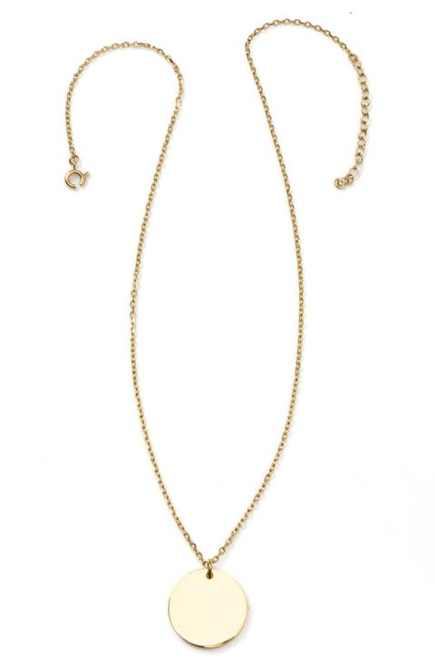 Men's Engravable Goldtone Pendant Necklace