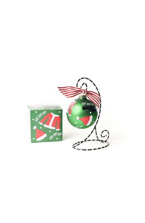 Santa Starter Pack Glass Ornament with Red and White Stand