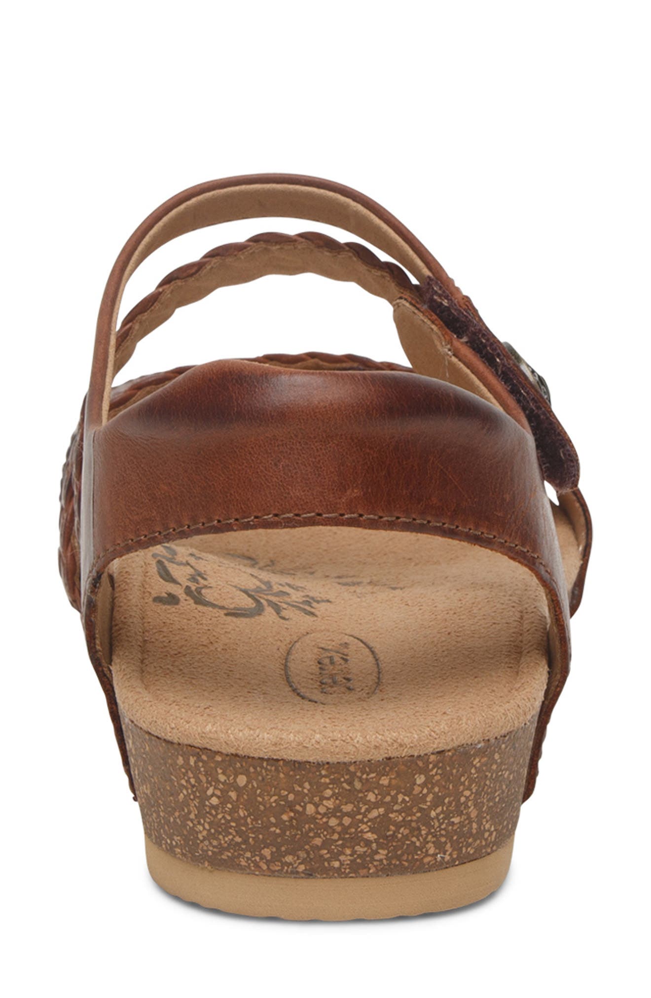 Aetrex Jillian Braided Leather Strap Sandal, Alternate, color, Walnut