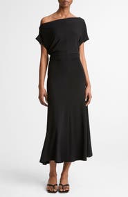 Vince Ruched One-Shoulder Midi Dress