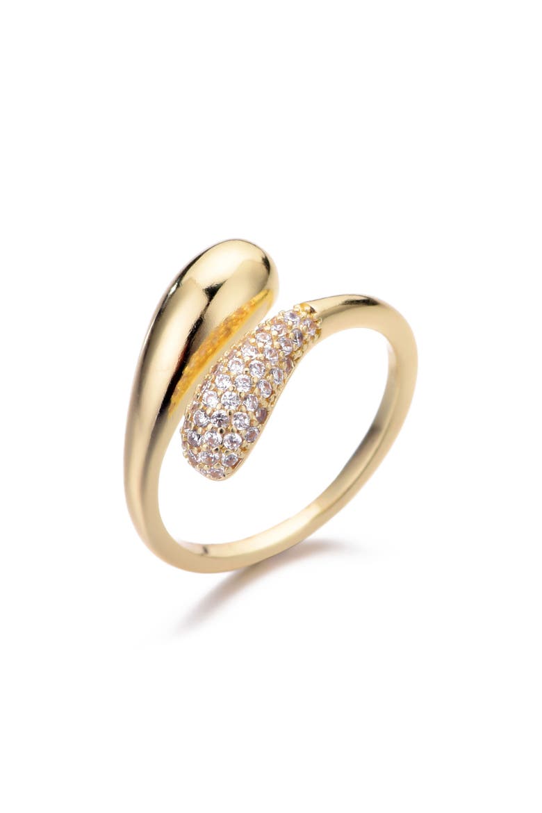 Pavé CZ Bypass Curved Band Ring, Alternate, color, GOLD
