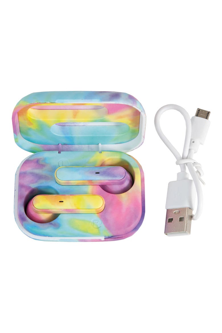 Pastel Tie Dye Earbuds with Case, Alternate, color, PASTEL PINK