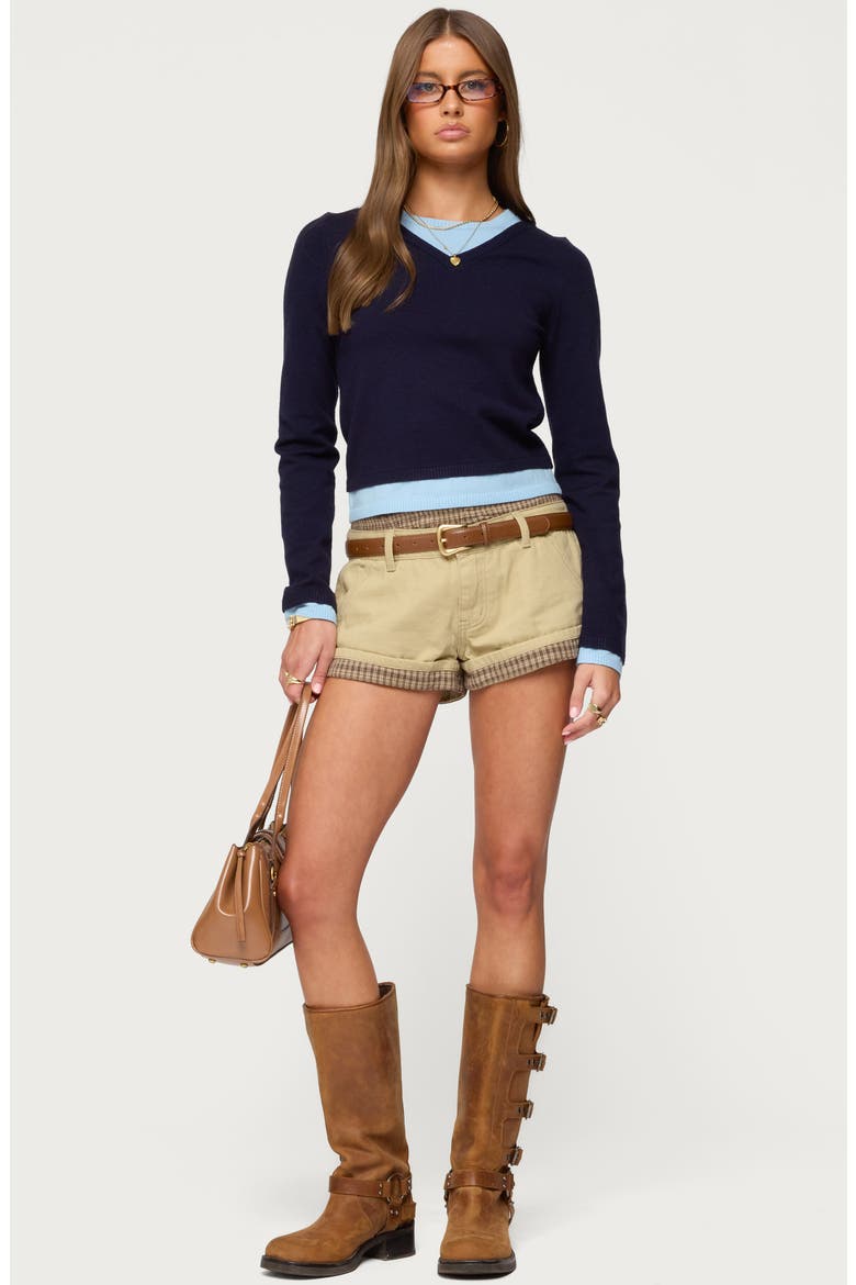 Marthie Faux Layered Sweater, Alternate, color, NAVY