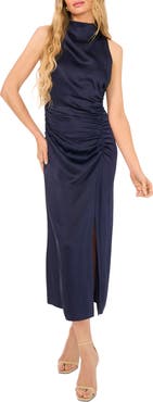 Parker The Ayla Ruched Satin Midi Dress