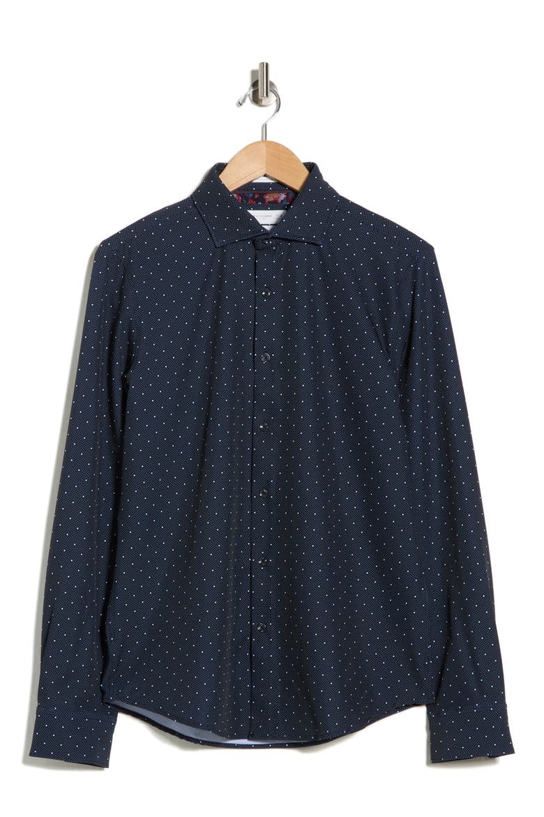 Micro Dot Tech Dress Shirt, Alternate, color, NAVY