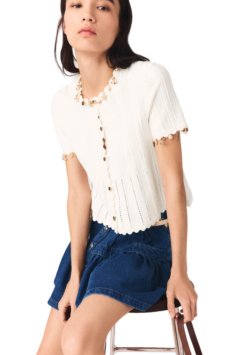 Gold jewellery cardigan, Alternate, color, White